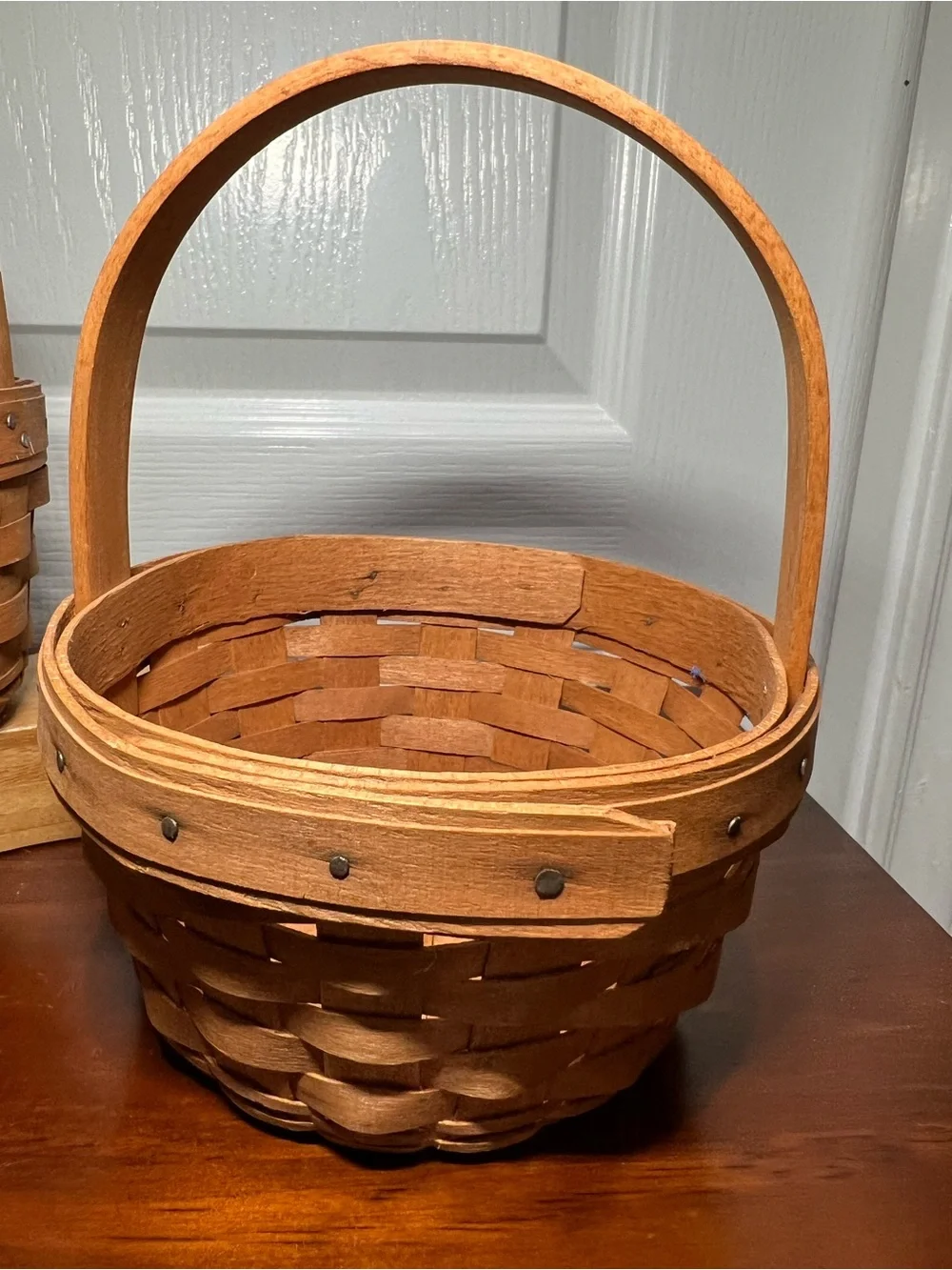 Vtg Longaberger Pair (2) Handwoven Basket with Brass Nameplates 1992